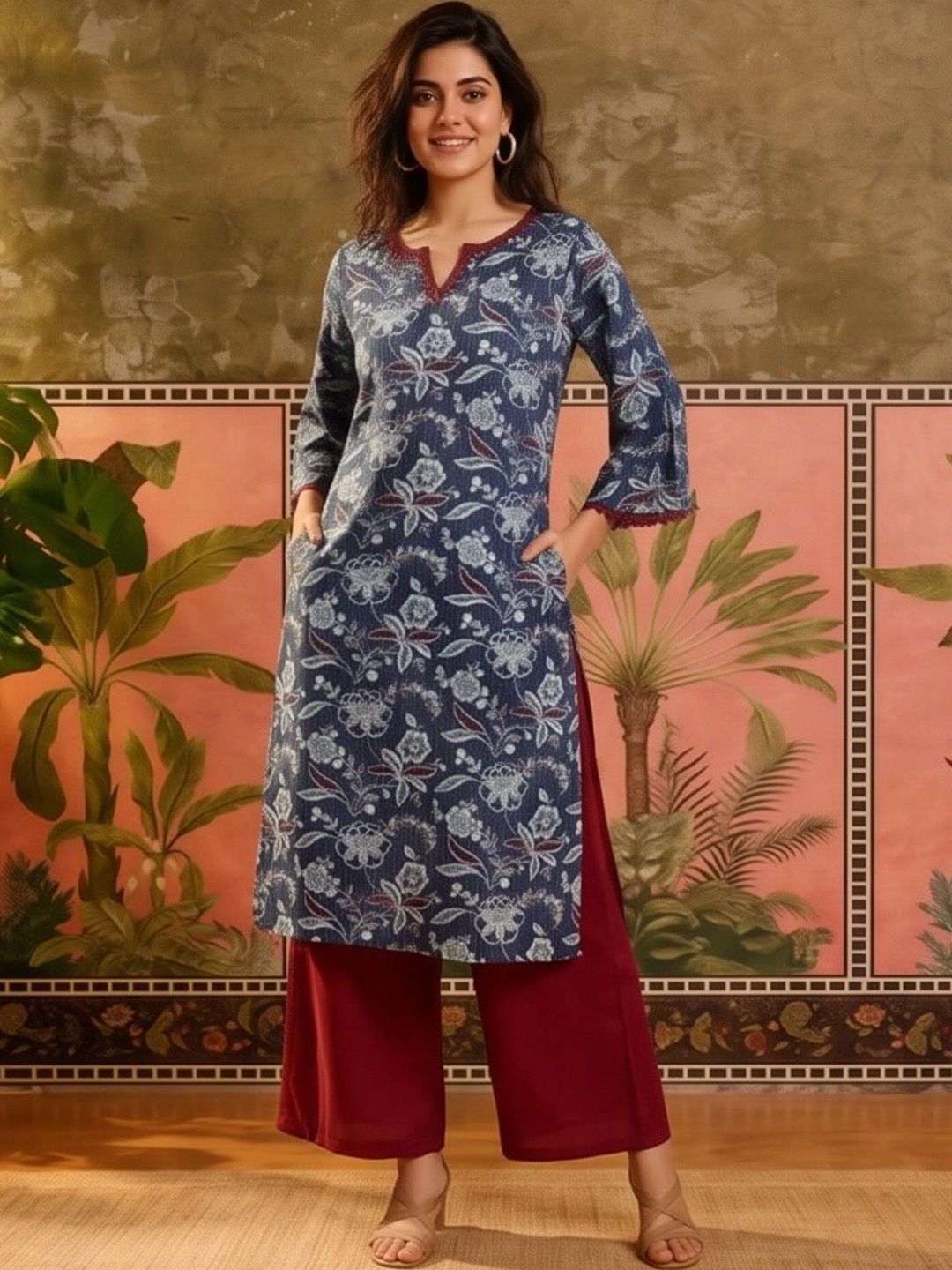 Sangria Women Floral Printed Indie Prints Kurta-picture-25