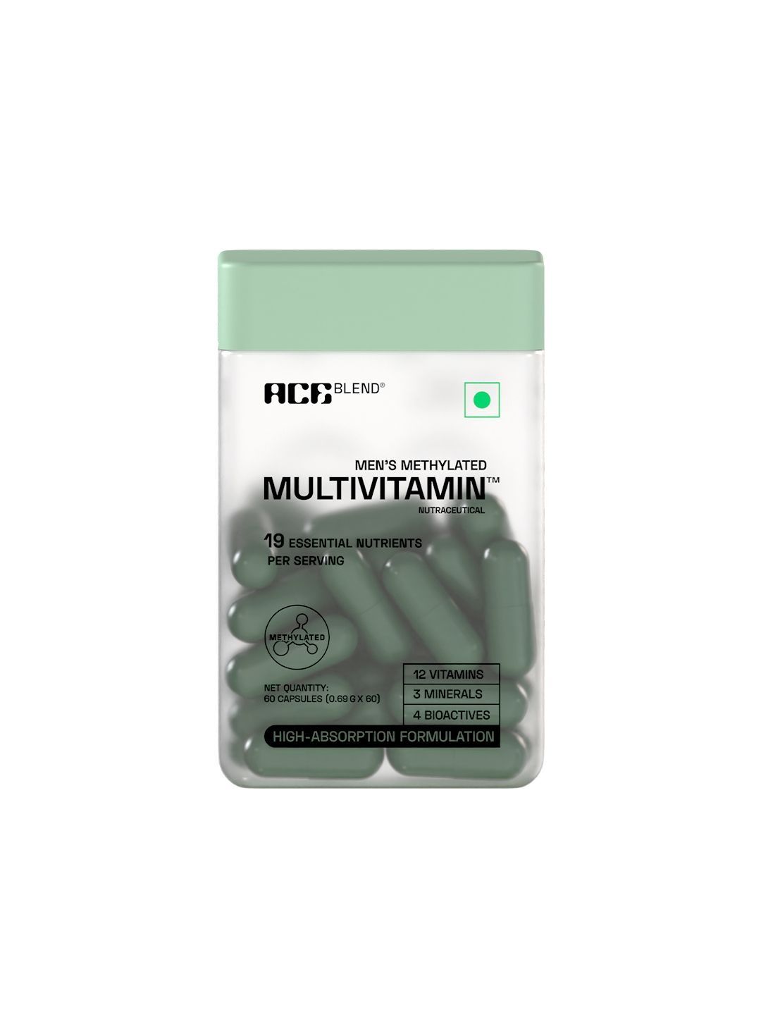 Ace Blend Mens Multivitamin with 19 Vitamins & Minerals - 60 Capsule-image-1