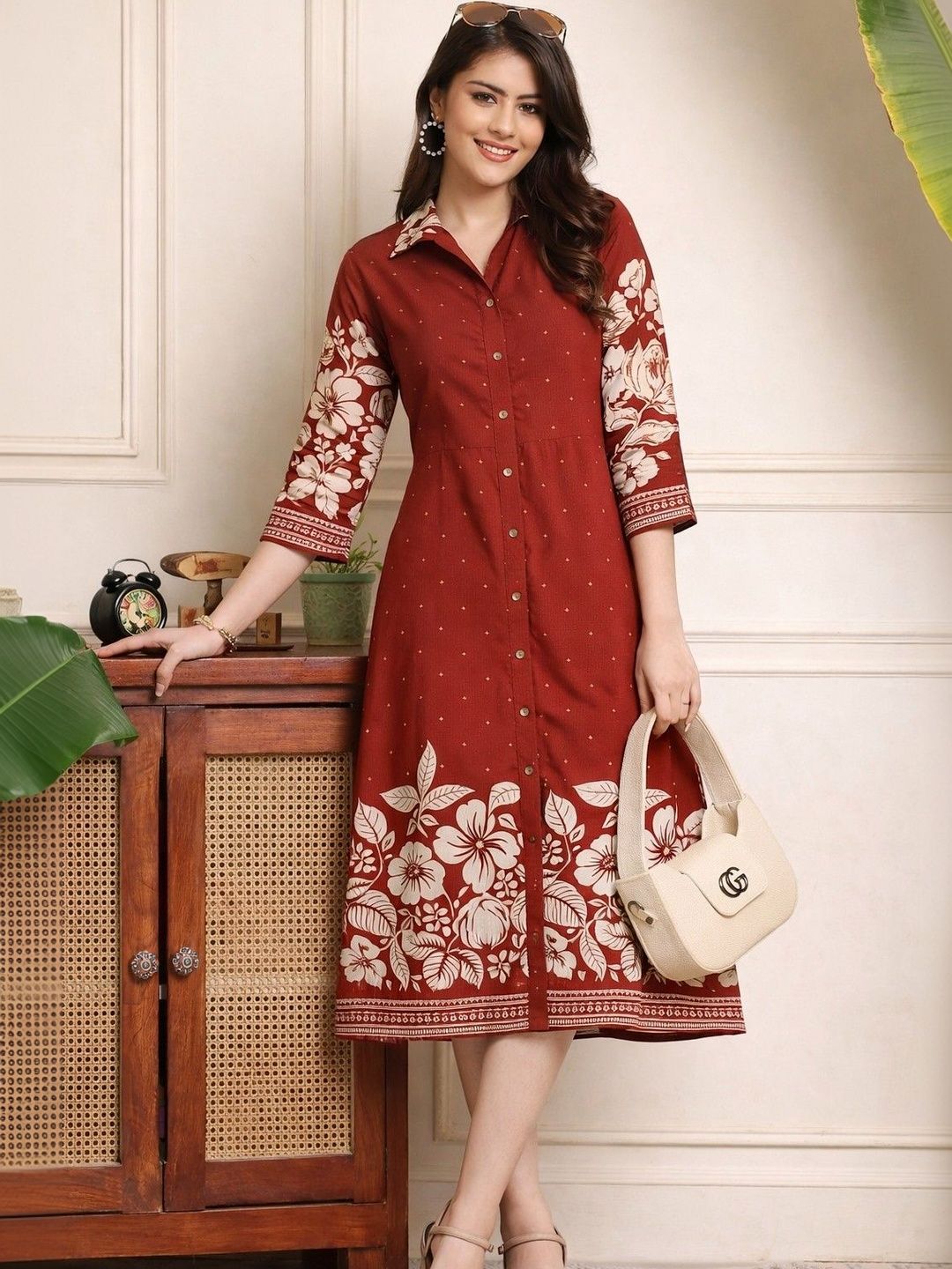 Moda Rapido Floral Printed Shirt Collar Kurti-picture-40