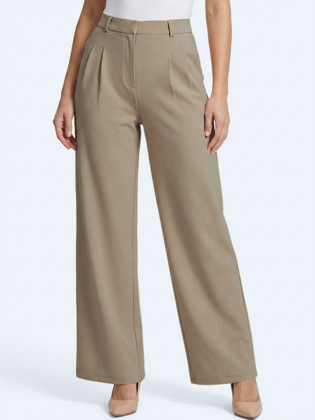 Chemistry Women Relaxed High-Rise Easy Wash Pleated Trousers-picture-12