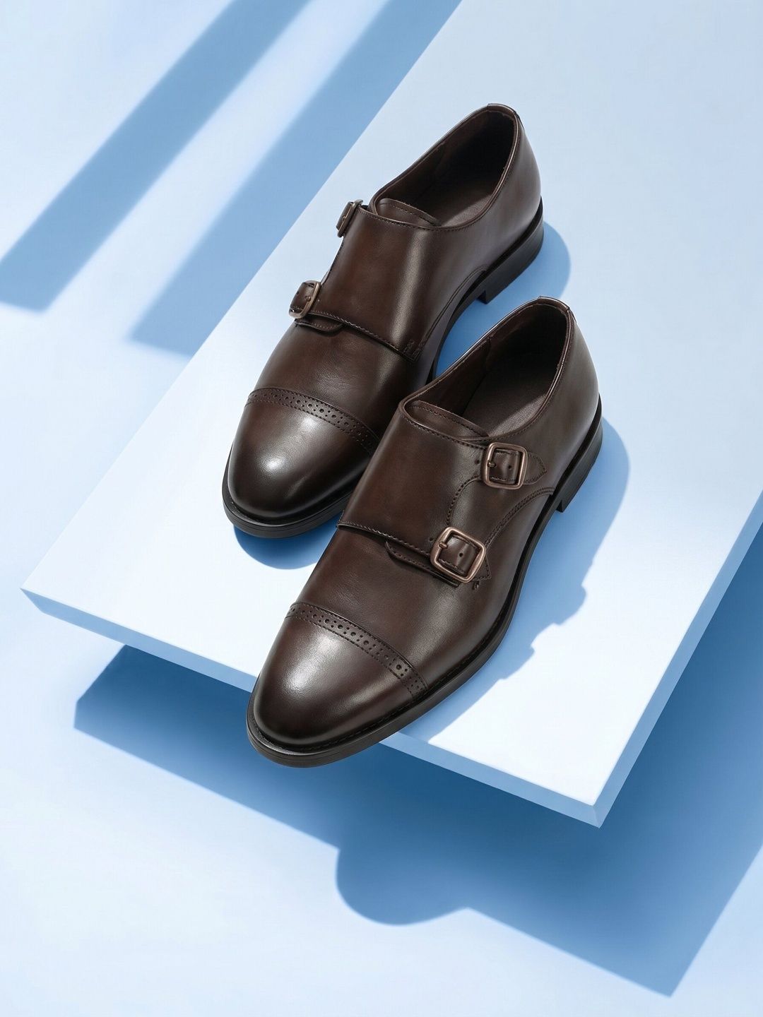 INVICTUS Men Textured Round Toe Buckle Monk Shoes Formal Shoes-image-46