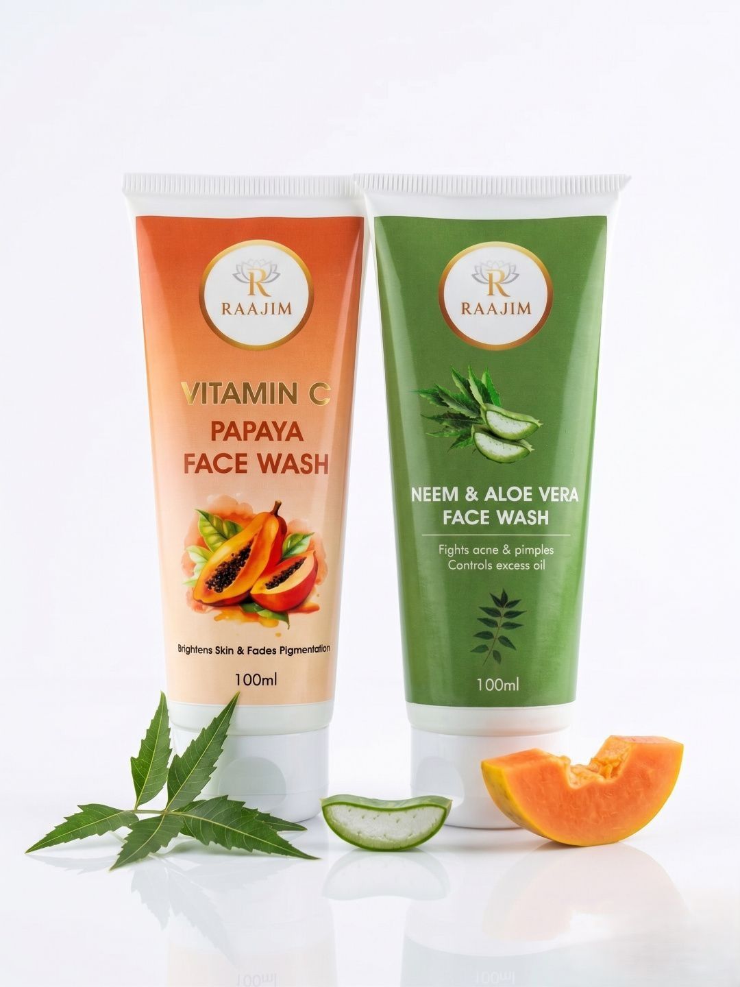 RAAJIM Pack Of 2 Neem & Vitamin C Papaya Face Wash - 100ml Each-picture-28