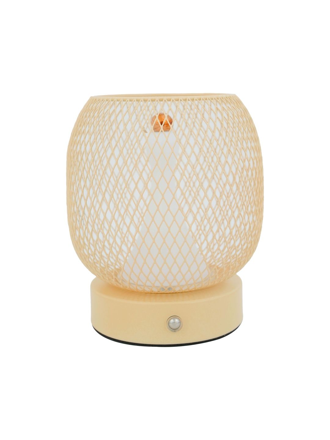 ELARE Cream-Coloured Textured Metal Contemporary Cylindrical Shaped Table Lamp-image-43
