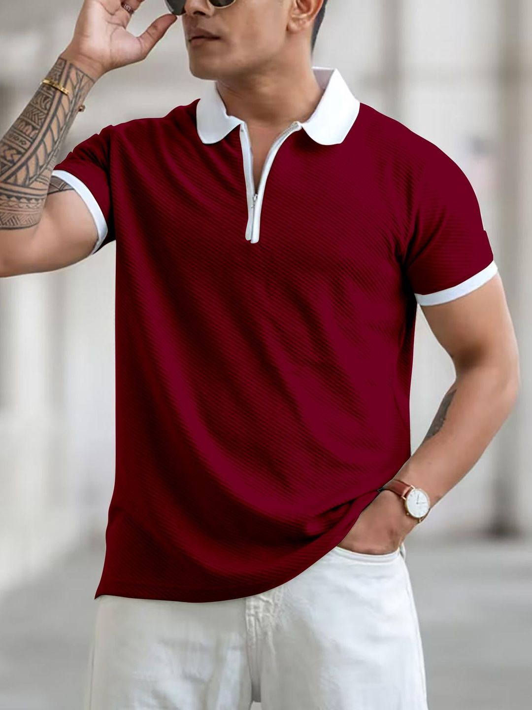 CHROVEL Men Polo Collar T-shirt-image-47