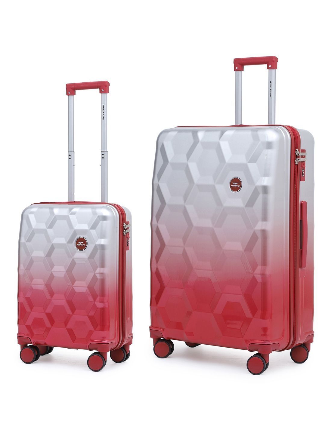 Red Tape Set of 2 Geometric 360-Degree Rotation Non-Padded Trolley Bag-picture-50