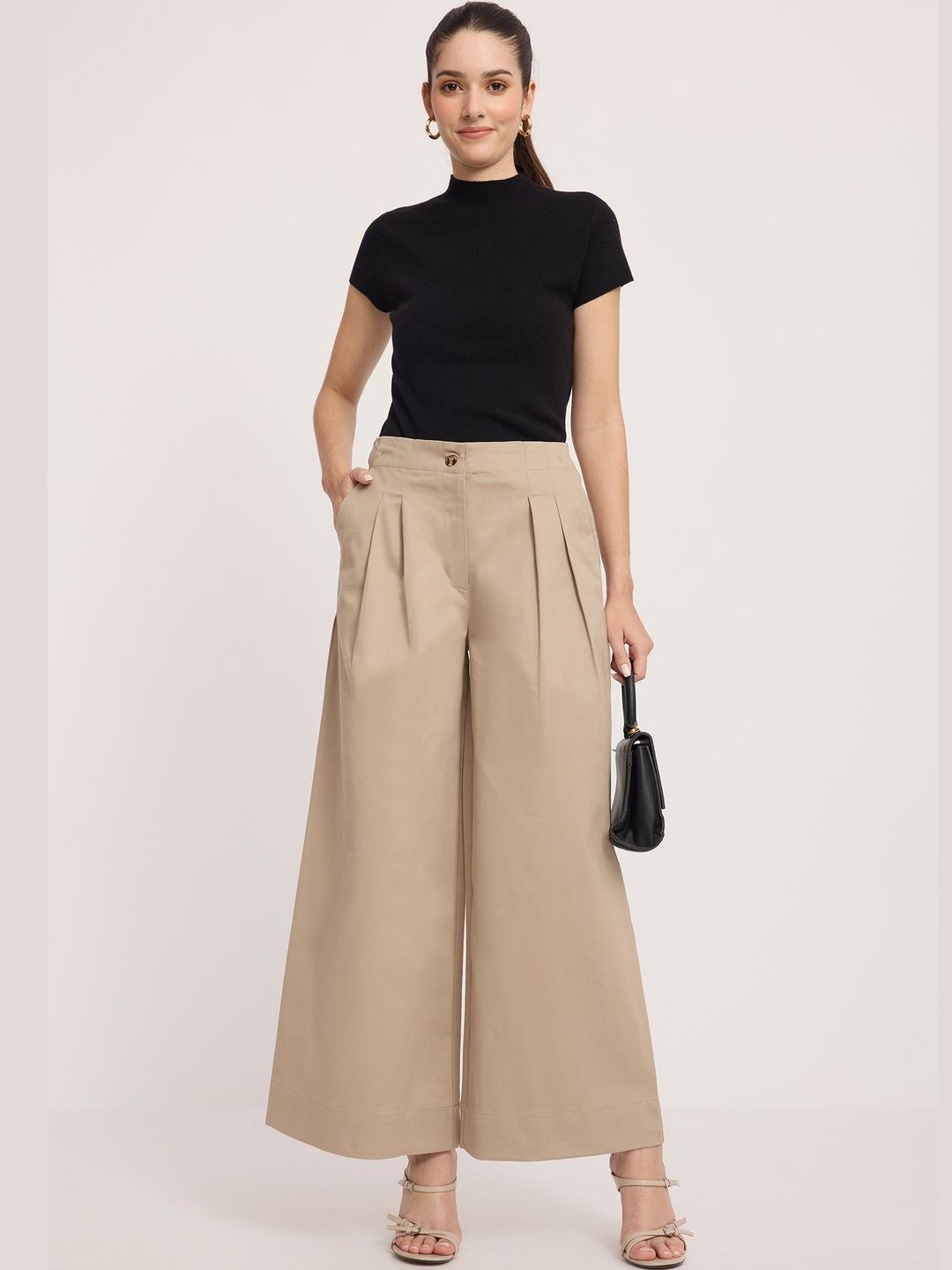 Virgio Solid Cotton Regular High-Rise Trousers for Womens-image-27