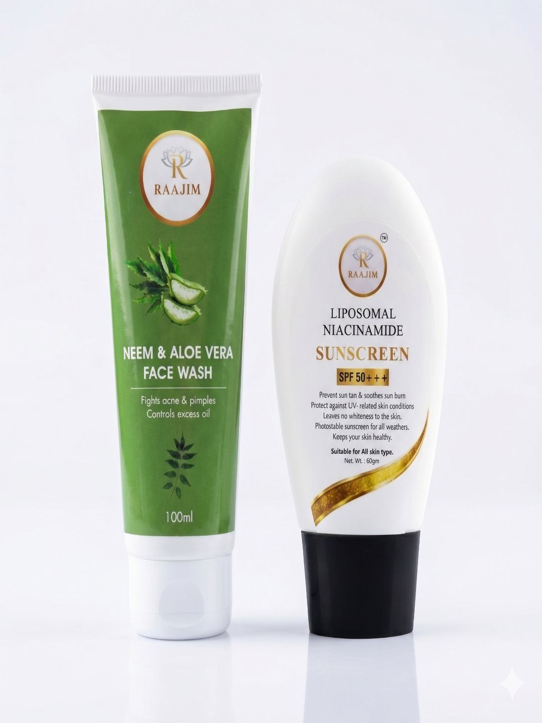 RAAJIM Set Of 2 Neem & Aloe Vera Face Wash 100 ml With Sunscreen SPF50 50 ml-image-33