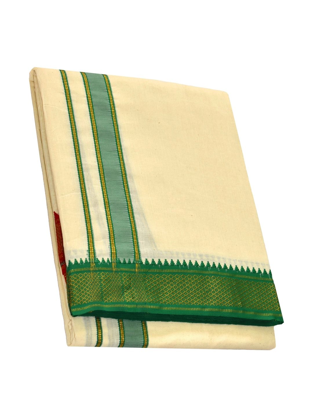TUNI MANI Men Cotton Unstitched Mayilkan Border Panchakacham Dhoti with Towel-image-38