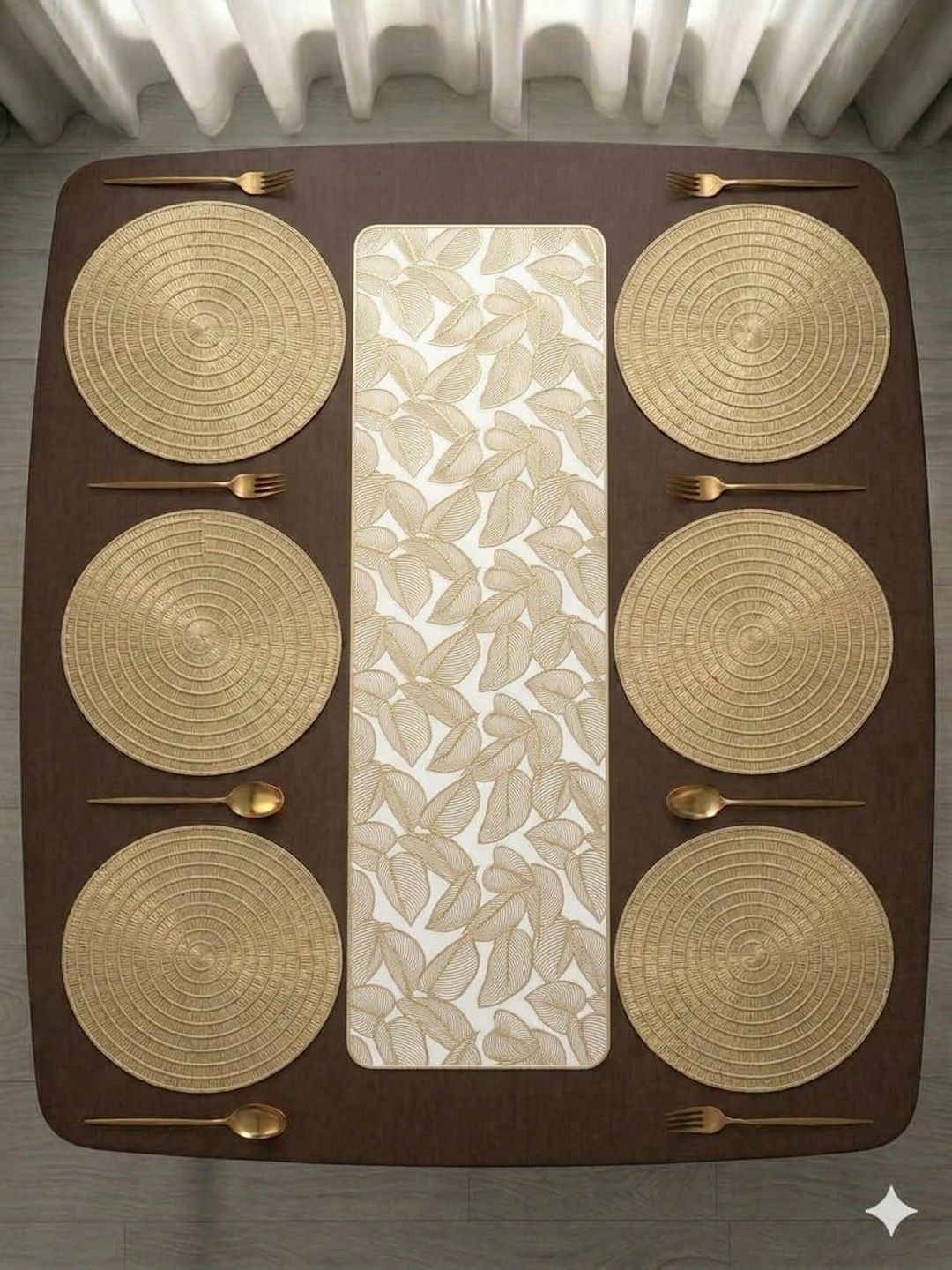 RAINBOW FURNISHINGS 9-Pcs Beige Floral Durable Table Placemats-picture-36