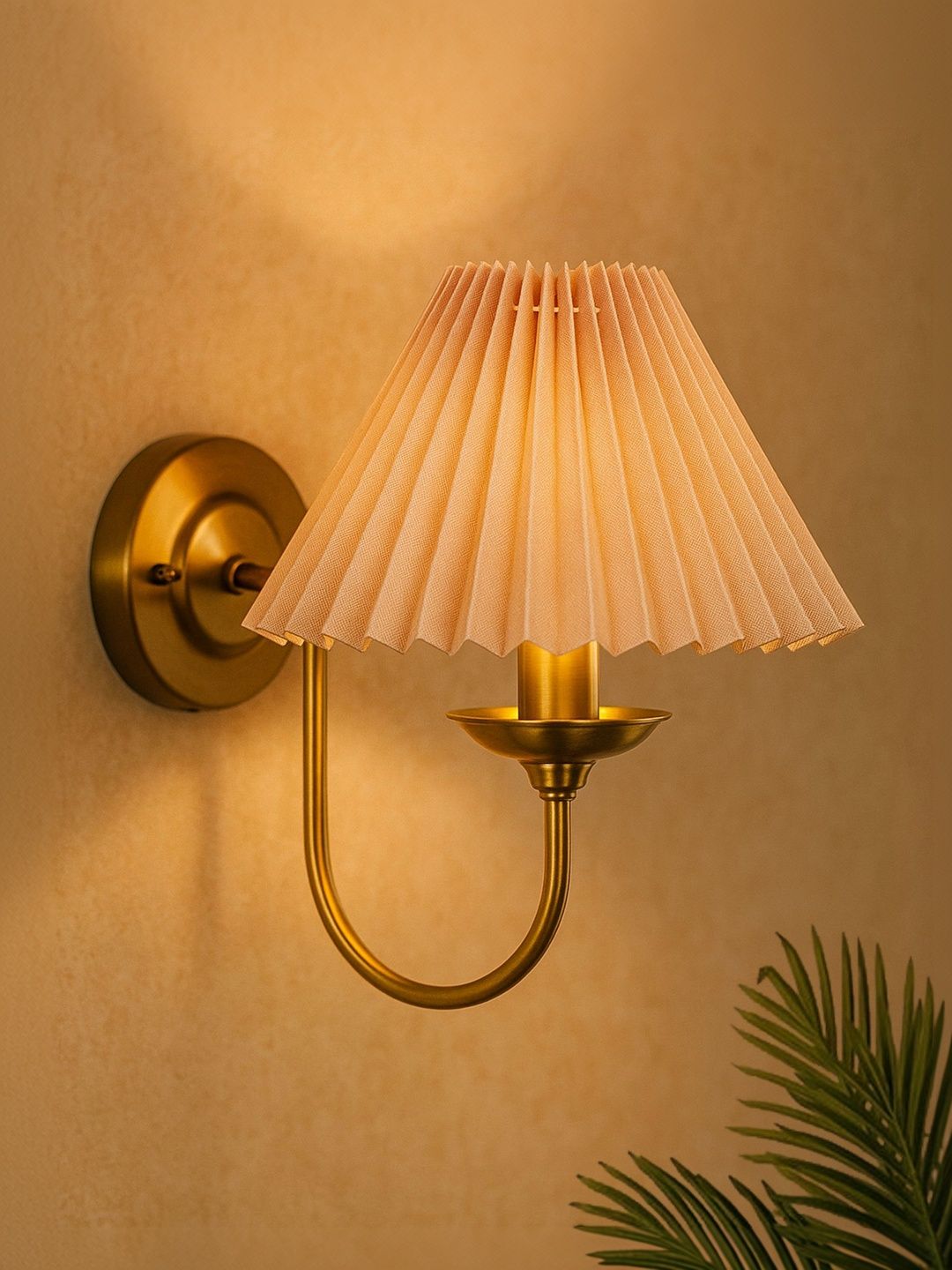 Glowhere Beige & Bronze-Toned Textured Metal Frustum Shaped Wall Lamp-picture-44