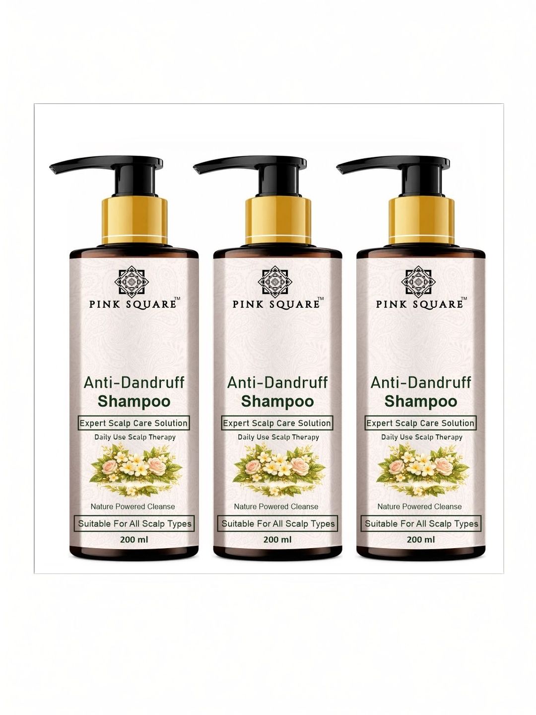Pink Square Set Of 3 Anti-Dandruff Shampoo - 200 ml Each-image-47