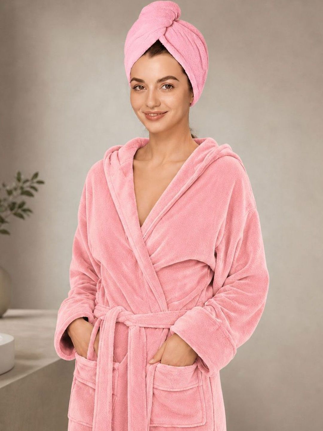MAXOSHINE Microfibre Knee Length Highly Absorbent Bath Robe & Wraps-image-24