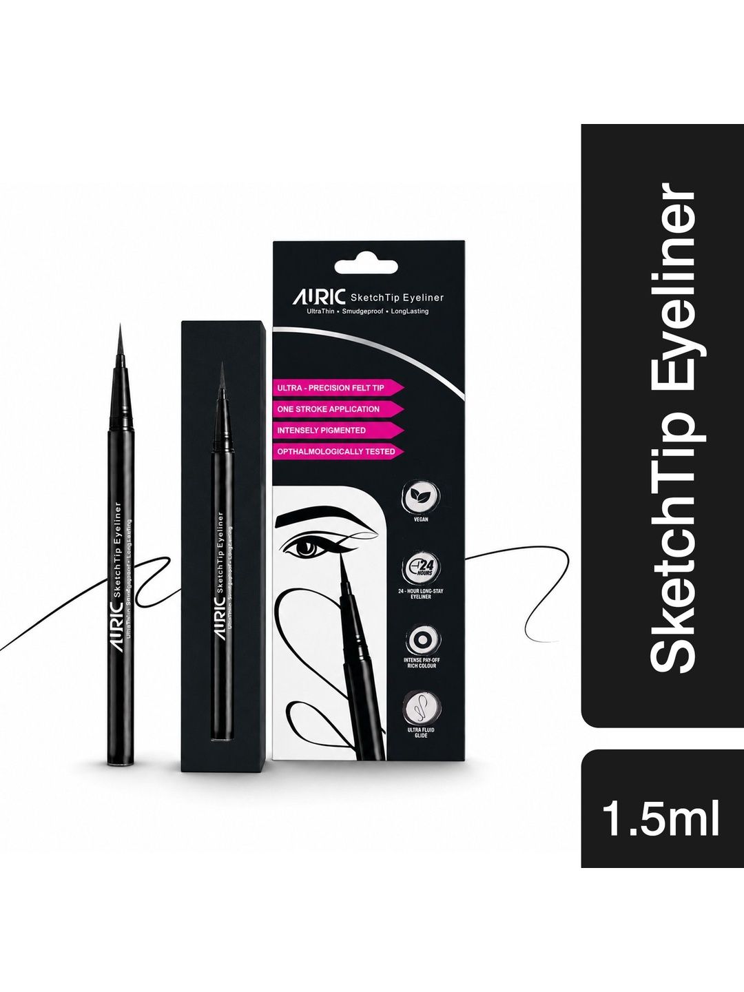 Auric Beauty Ultra Precise Sketch Tip Eyeliner - 1.5 ml - Black-picture-51