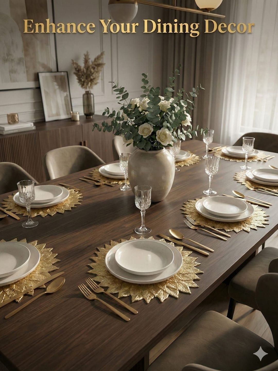 RAINBOW FURNISHINGS 9-Pcs Beige Floral Durable Table Placemats-picture-35
