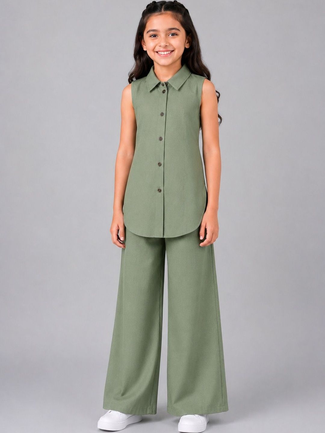 Sangria Solid Shirt with Palazzos-picture-11