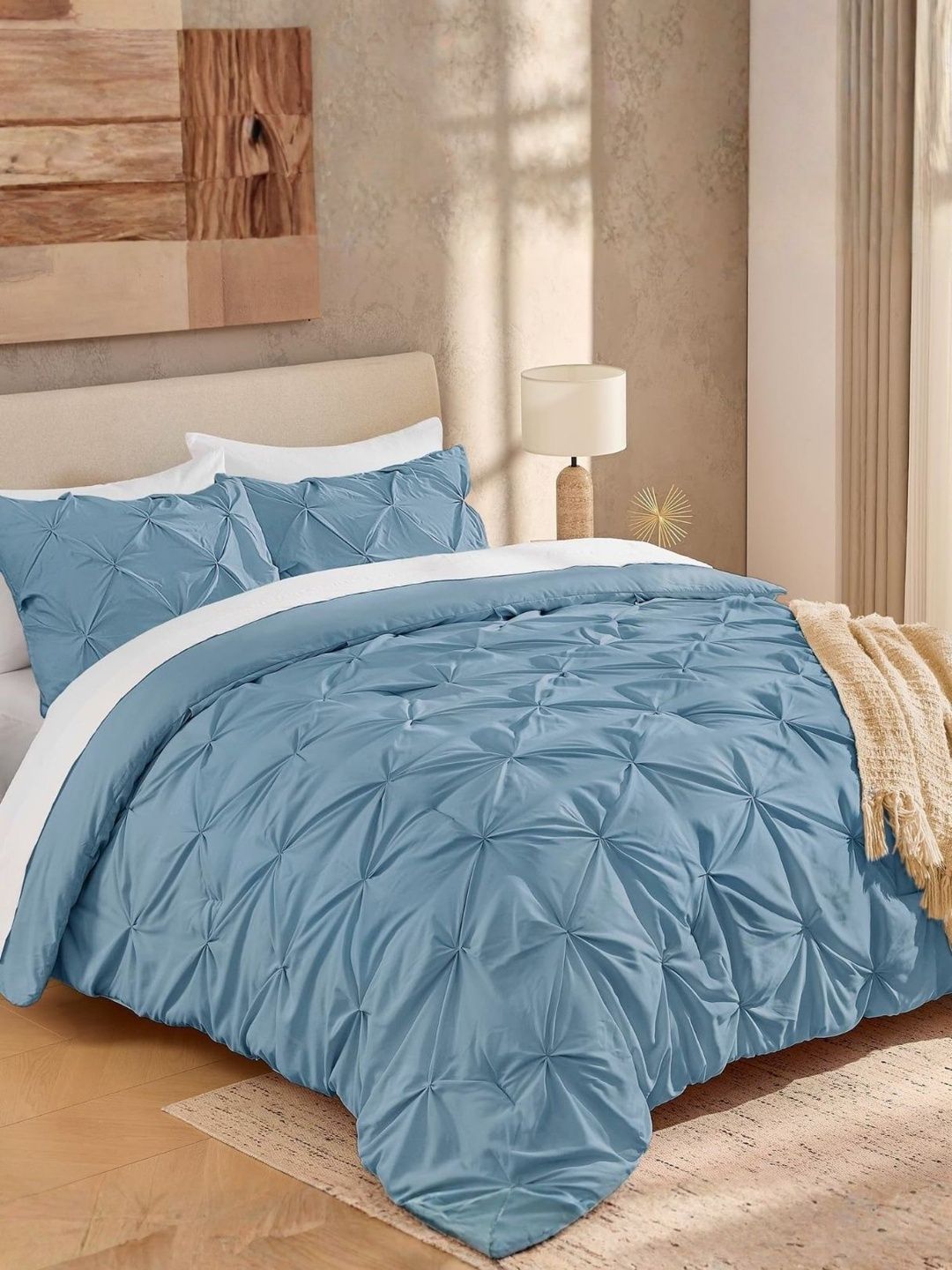 THE WHITE MOSS Blue & Blue Heavy Winter 400 GSM Comforter-image-5