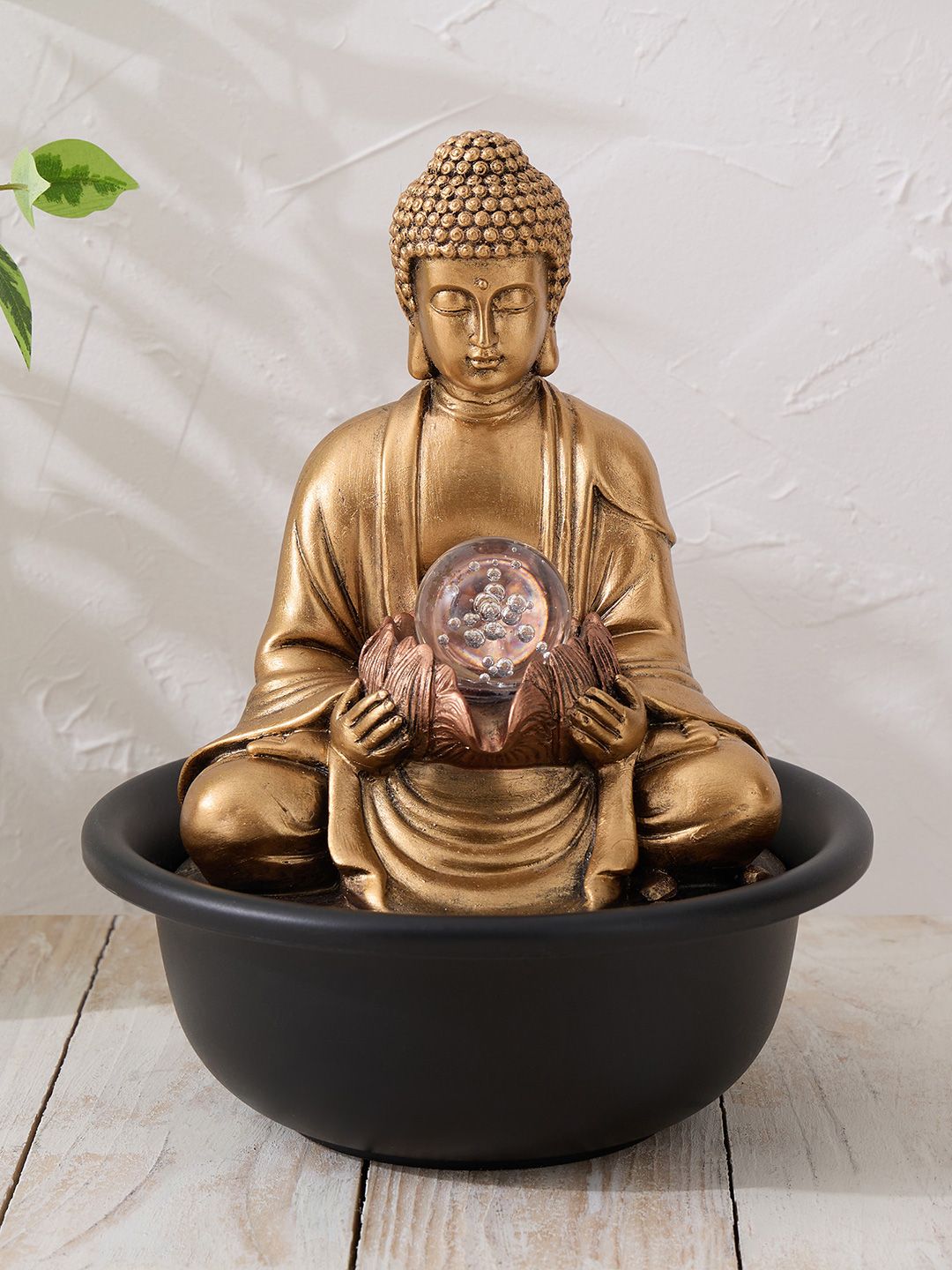 Home Centre Golden & Black Buddha With Rotating Ball Water Fountain-image-32