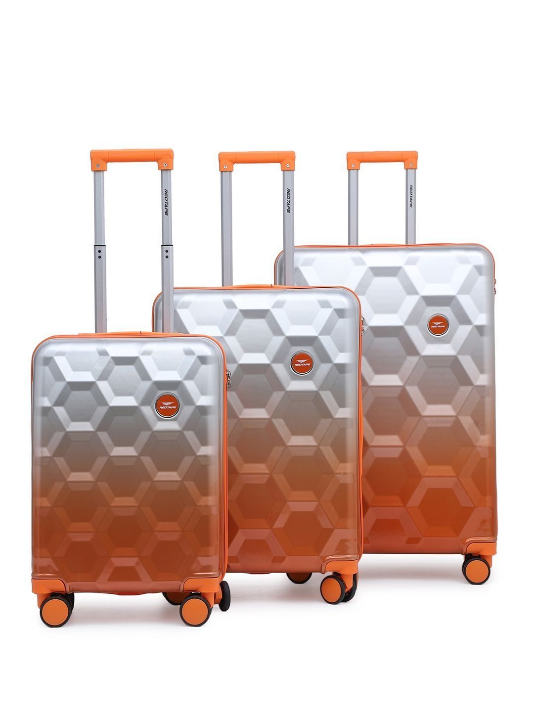 Red Tape Set of 3 Geometric 360-Degree Rotation Non-Padded Trolley Bag-picture-29