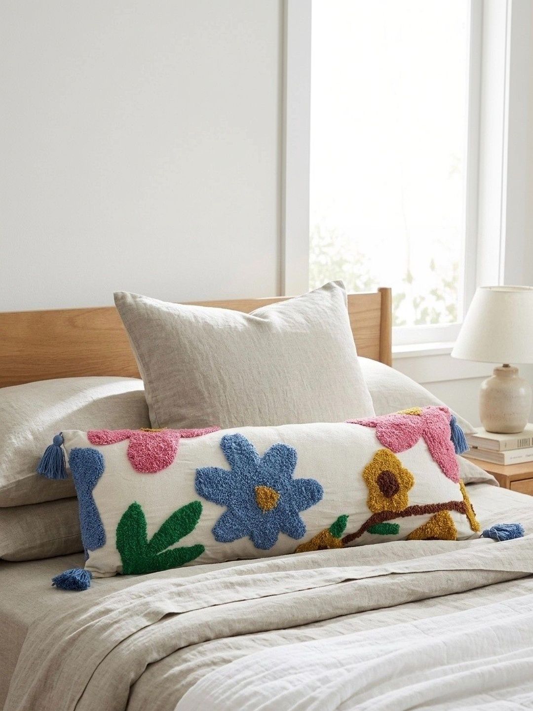 Myntra Elegant Homes Multicoloured Floral Rectangle Cushion Covers-image-16
