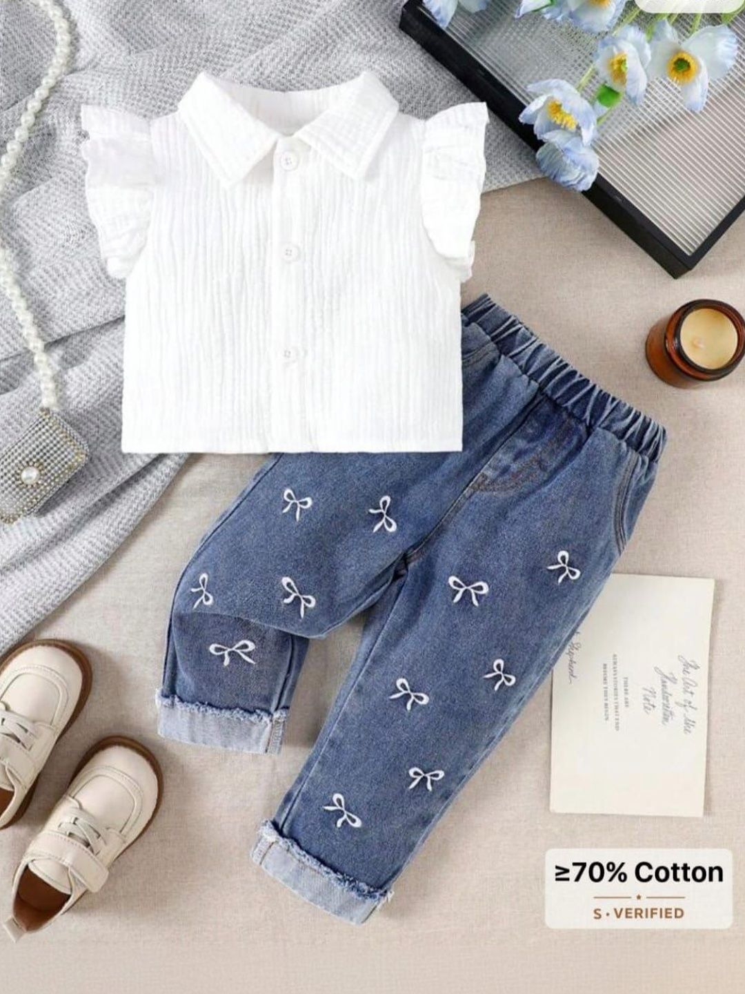 COMPLETE OUTFIT Girls Shirt Collar Shirt With Trousers-picture-55