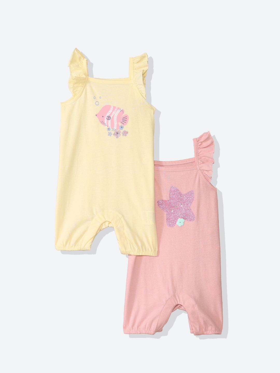 mothercare Kids Girls Pack Of 2 Printed Pure Cotton Romper-picture-27