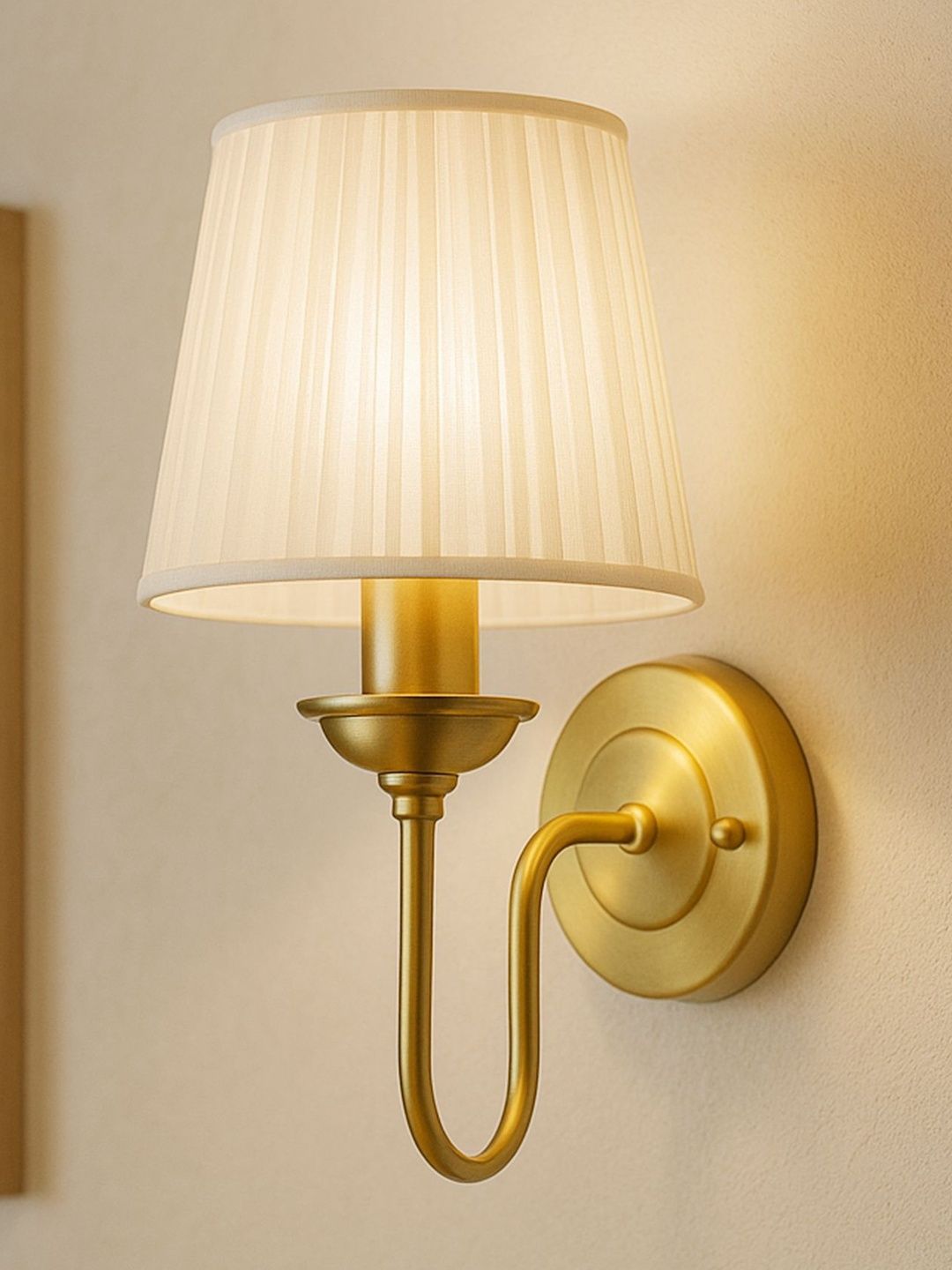 Glowhere Gold-Toned & Gold-Toned Textured Metal Contemporary Frustum Shaped Wall Lamp-picture-27