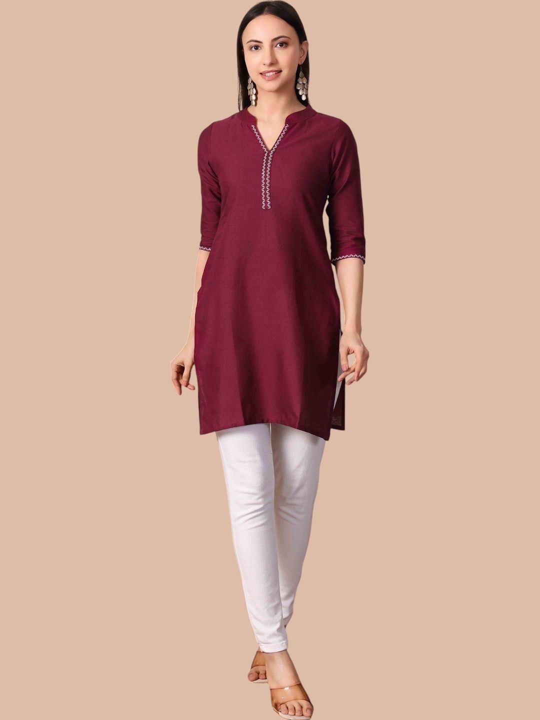 Sangria Floral Embroidered Pure Cotton Blend Kurti-picture-44