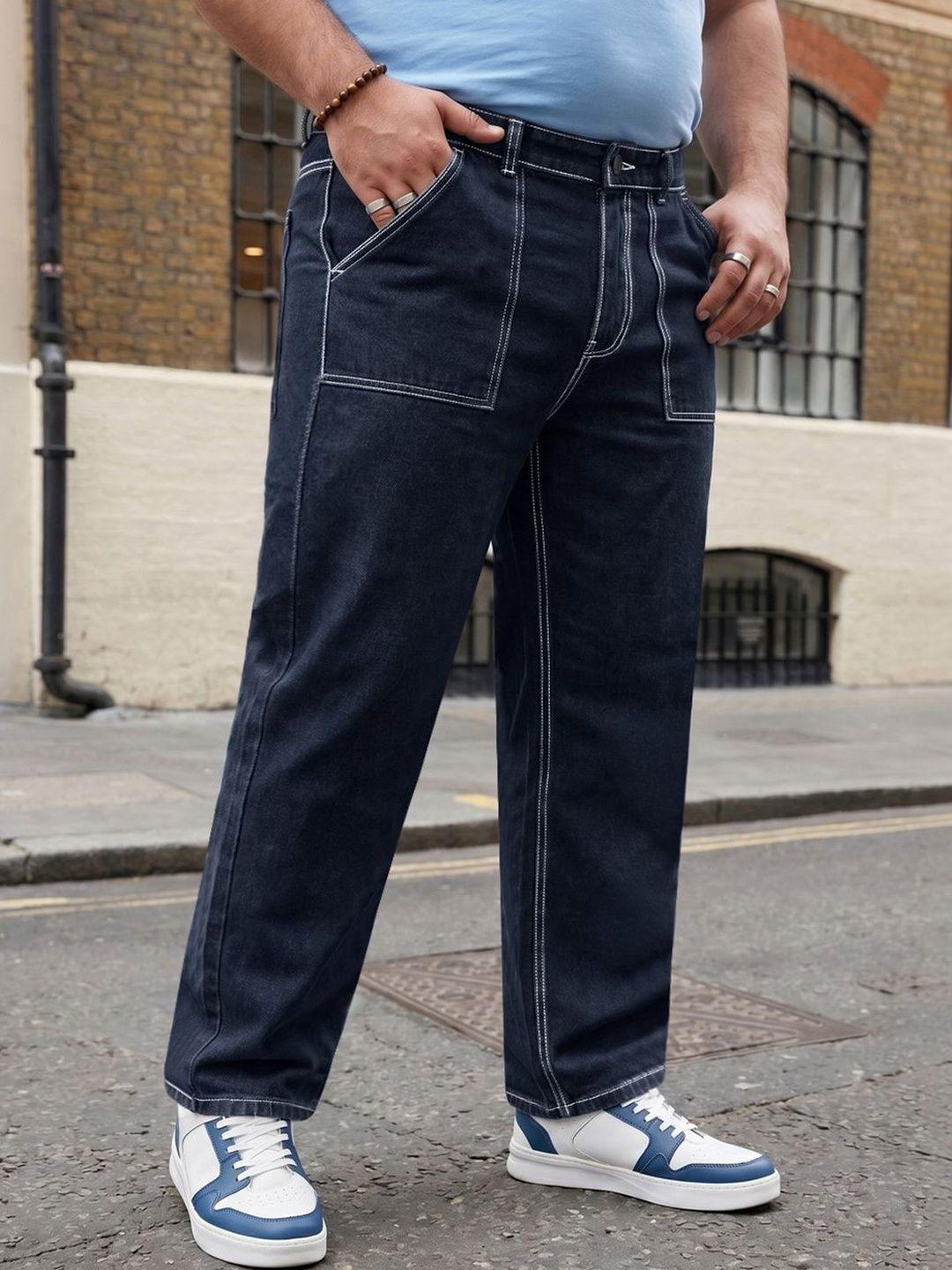 Urbano Plus Men Loose Mid-Rise Low Distress Jeans-picture-58