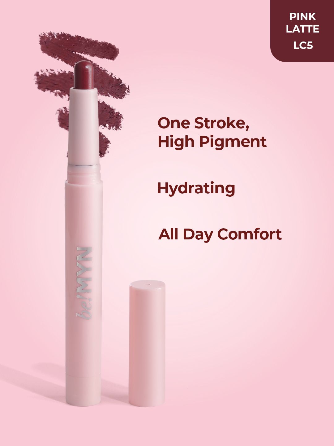 Be!MYN Locked & Loaded Matte Lip Crayon- Pink latte-image-2