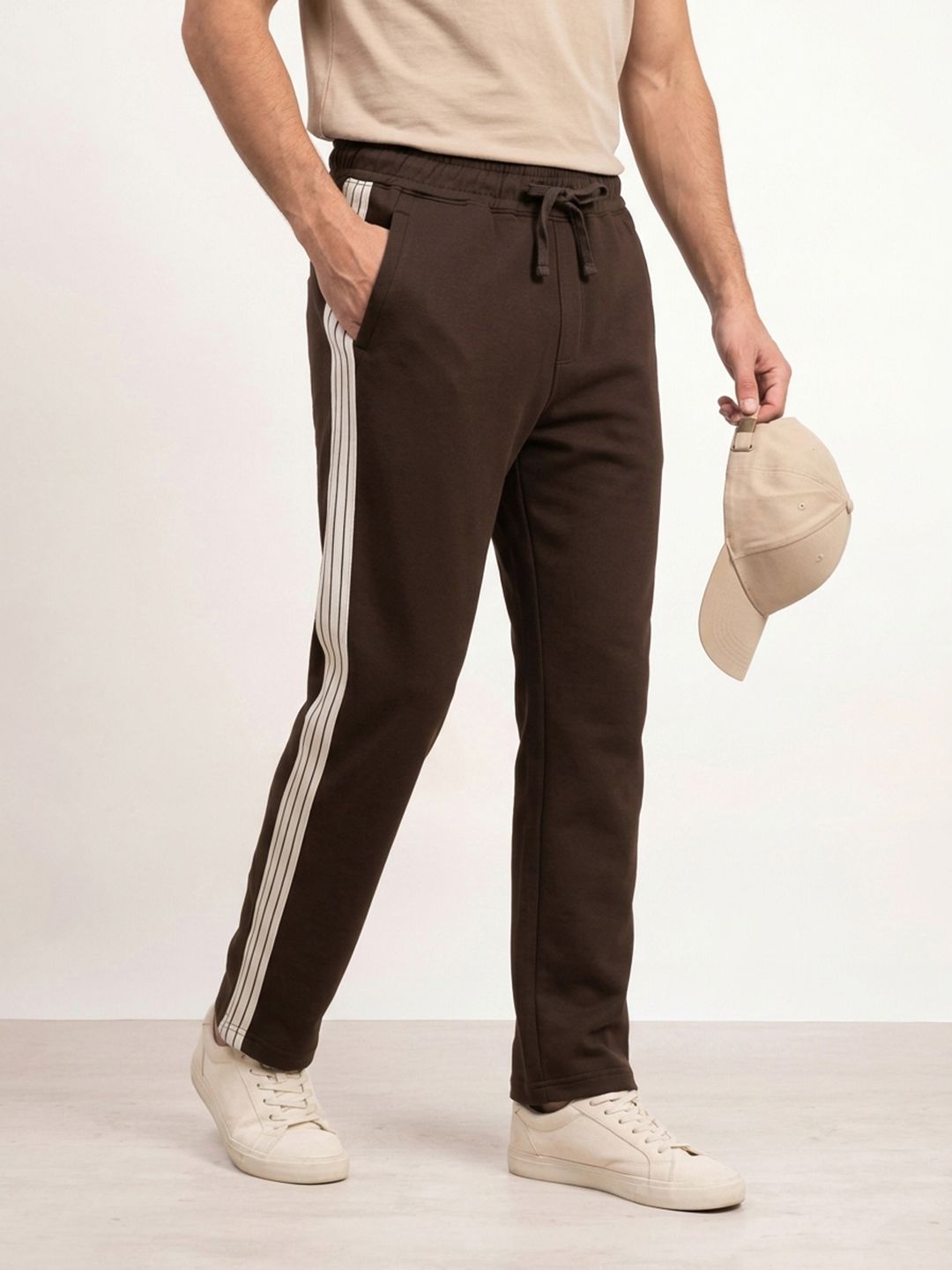 WROGN Men Side Striped Cotton Mid-Rise Track Pants-picture-31