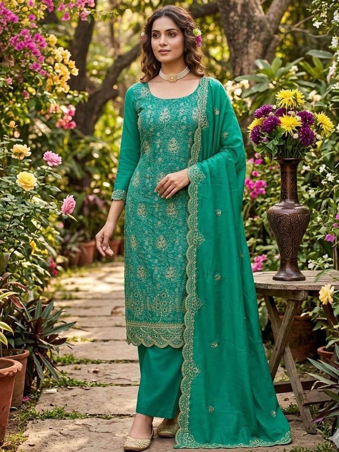 F 13 STUDIO Embroidered Unstitched Dress Material-picture-32