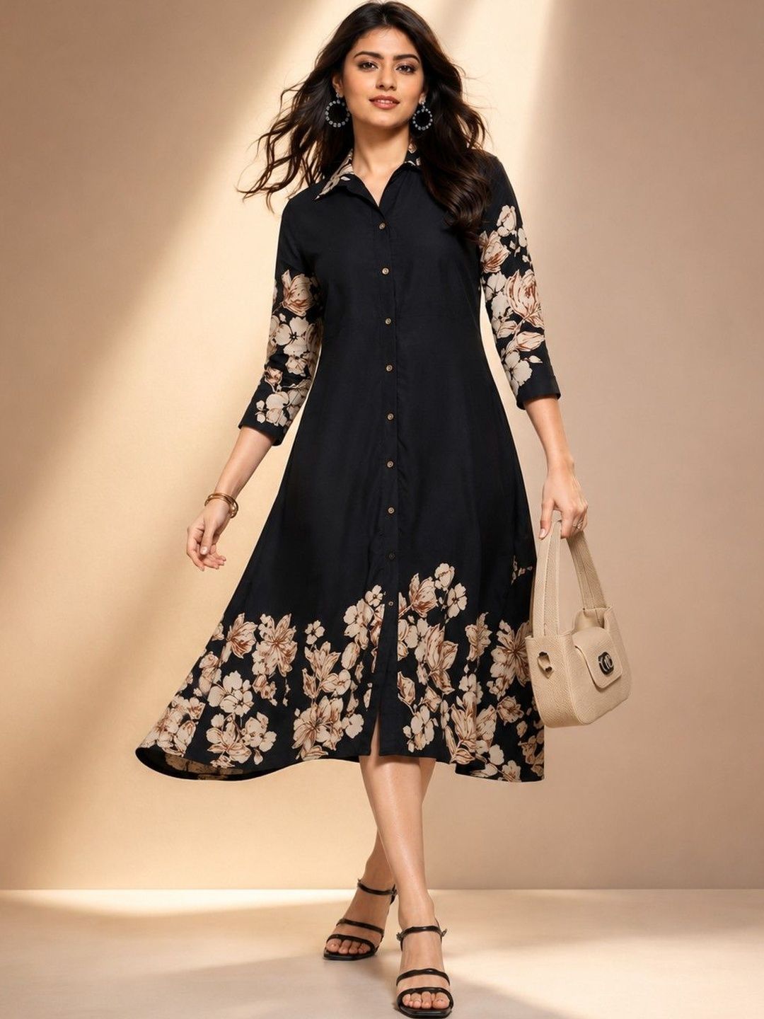 Moda Rapido Floral Printed Shirt Collar Kurti-image-31