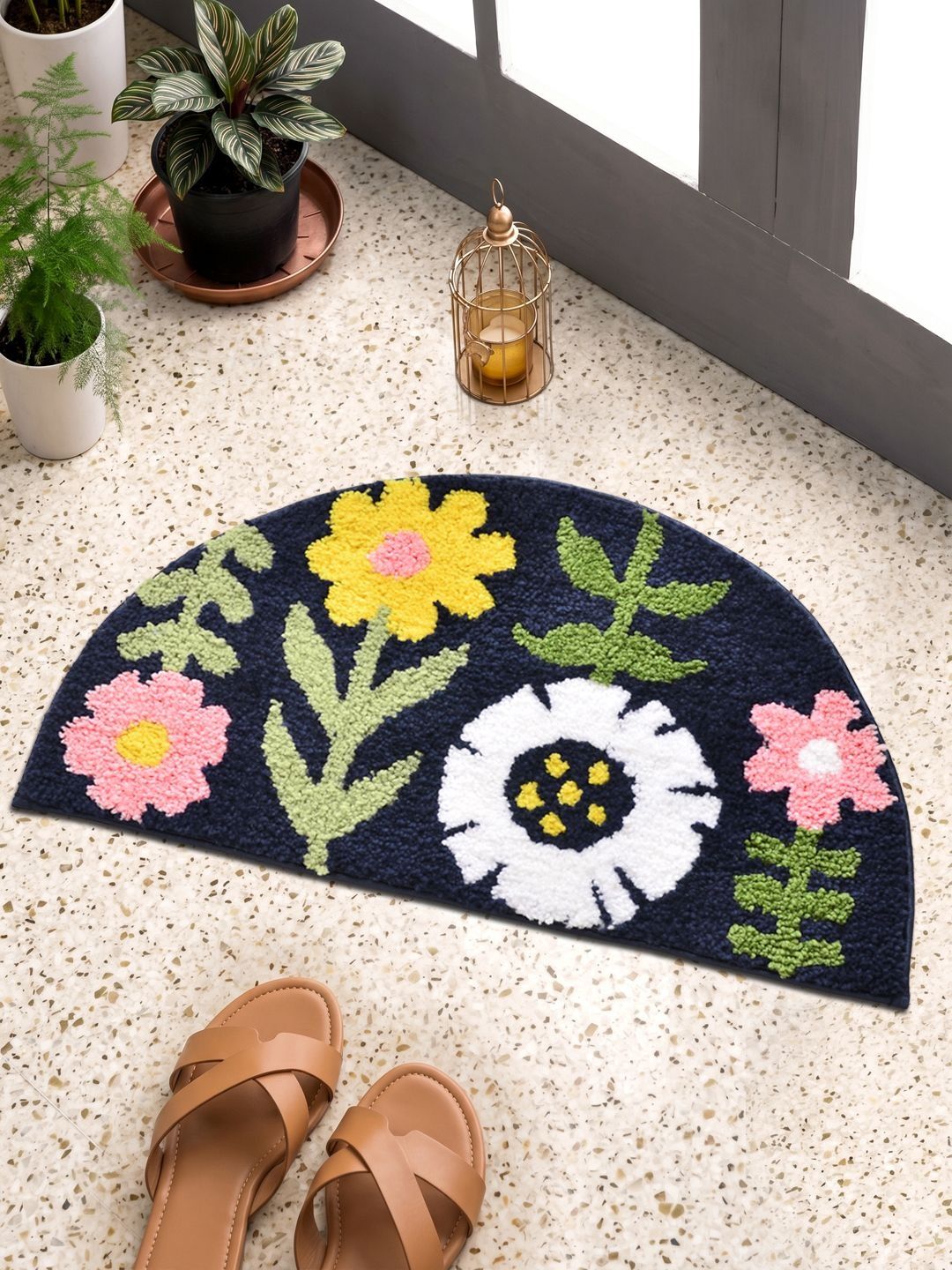 FABINALIV Navy Blue Self-Designed Anti-Skid Doormats-image-16