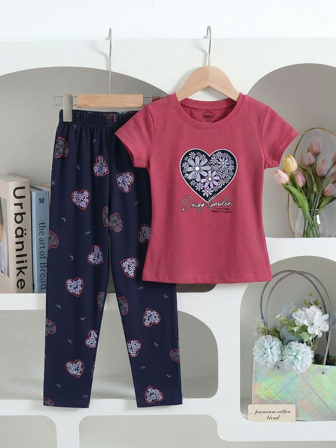ESSA Girls Printed T-shirt with Pyjamas-picture-26