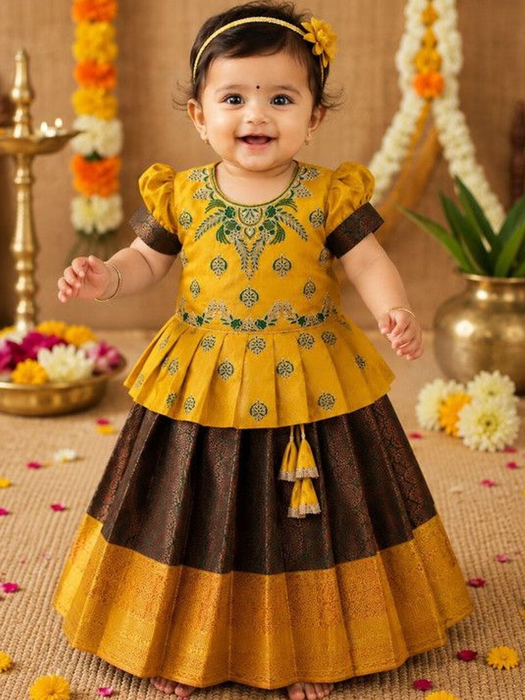PW PLATYPUS WORLD Girls Embroidered Thread Work Ready to Wear Lehenga &-picture-42