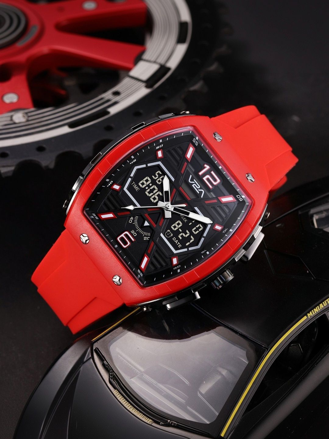 V2A Men Dial & Straps Analogue and Digital Multi Function Watch V2A-JF-2530-Rd-Rd-image-29