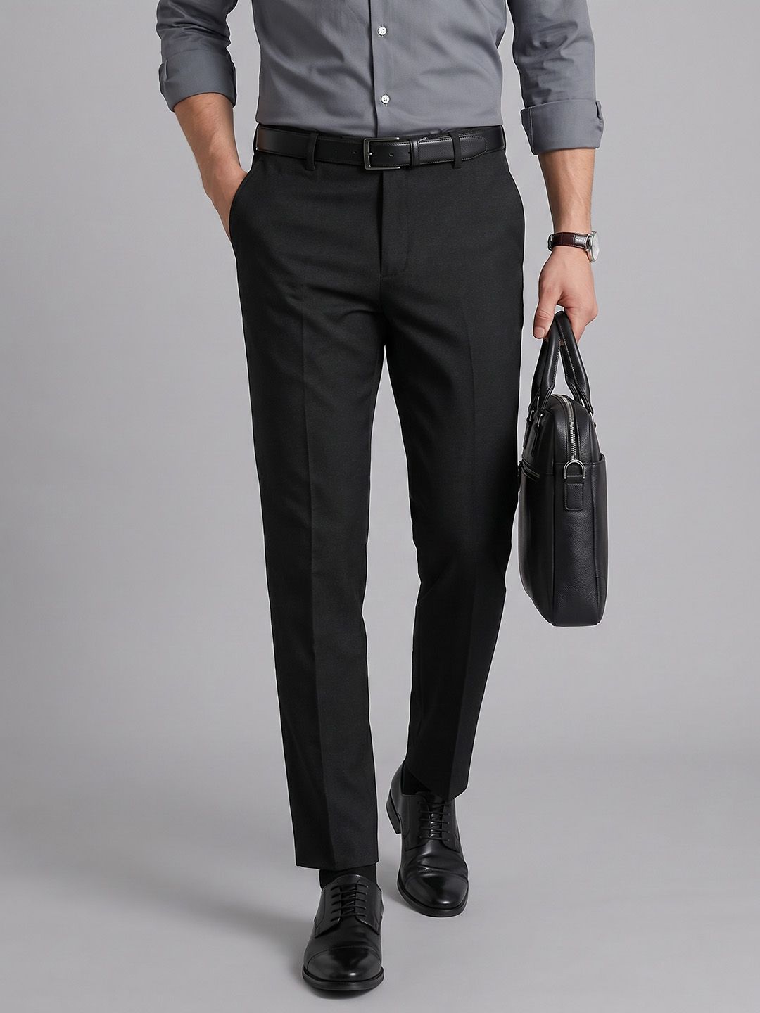 Arrow Cotton Tapered Fit Formal Trousers-picture-44