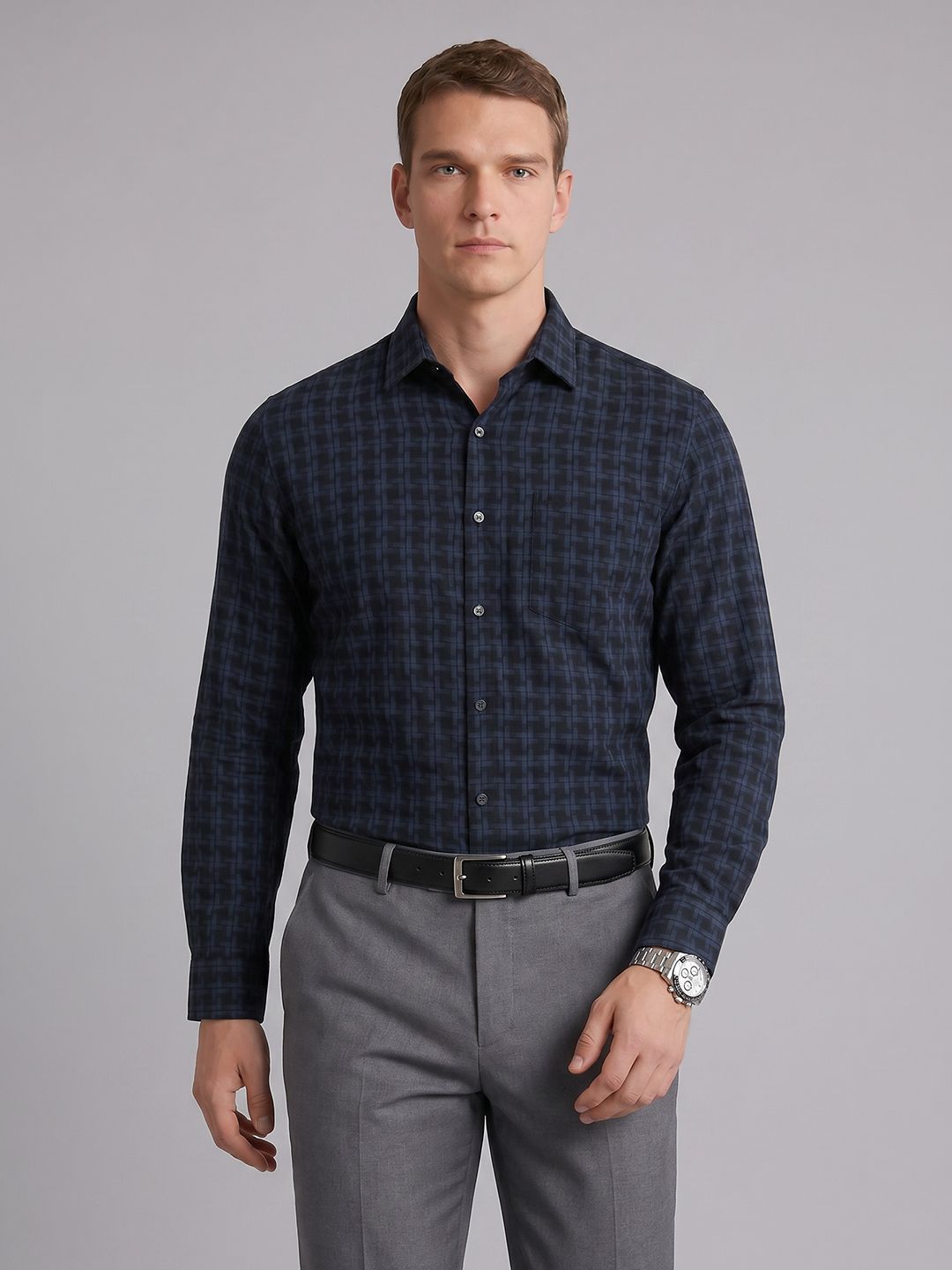 Arrow Geometric Printed Slim Fit Pure Cotton Formal Shirt-image-15