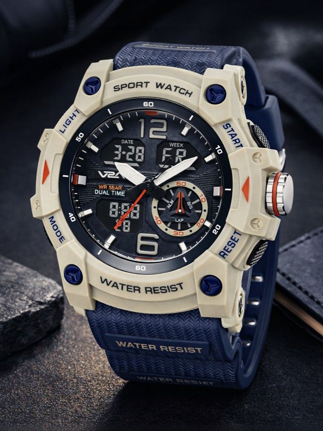 V2A Men Dial & Straps Analogue and Digital Multi Function Watch V2A-JF-2529-Bu-Wt-image-15