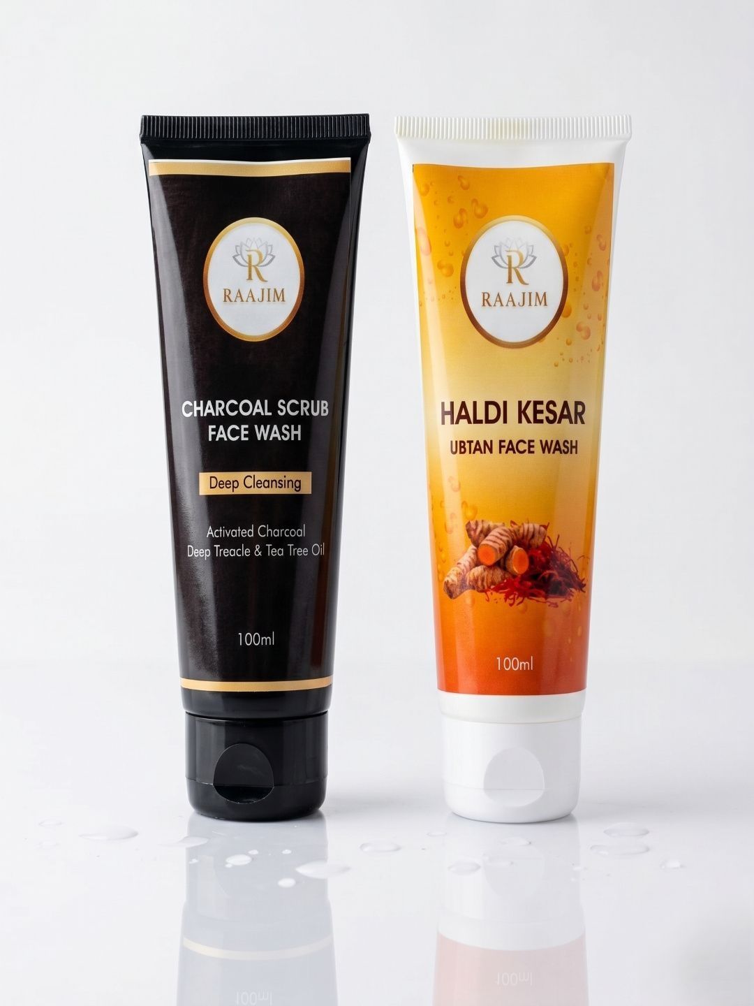 RAAJIM Pack Of 2 Charcoal Scrub & Haldi Kesar Ubtan Face Wash - 100 ml Each-image-17