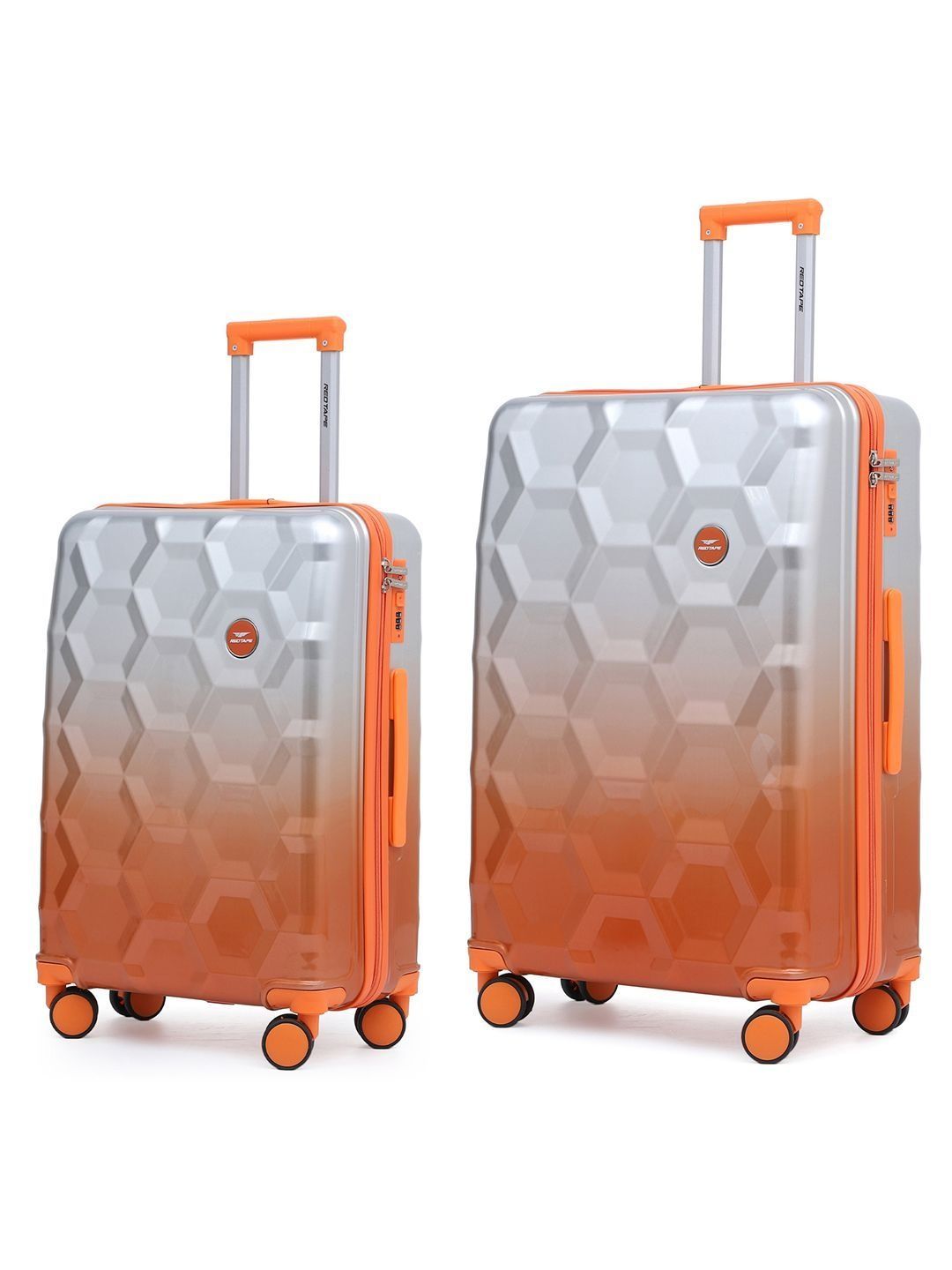 Red Tape Set of 2 Geometric 360-Degree Rotation Non-Padded Trolley Bag-picture-41
