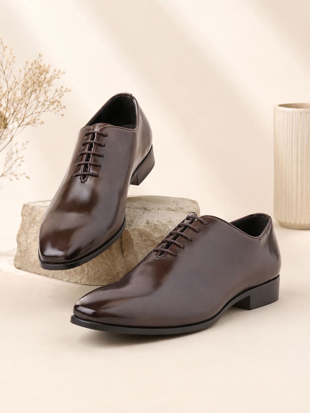 House of Pataudi Men Pointed Toe Lace-Ups Oxfords Formal Shoes-image-48