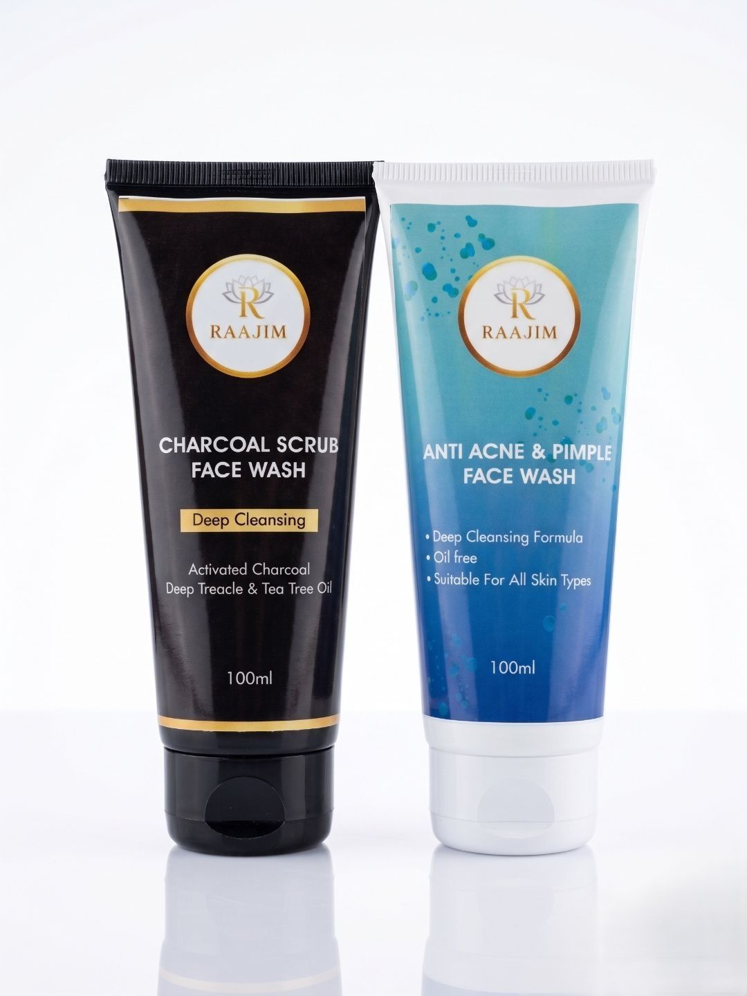 RAAJIM Pack Of 2 Deep Cleansing Charcoal Scrub & Anti-Acne Face Wash - 100 ml Each-image-26