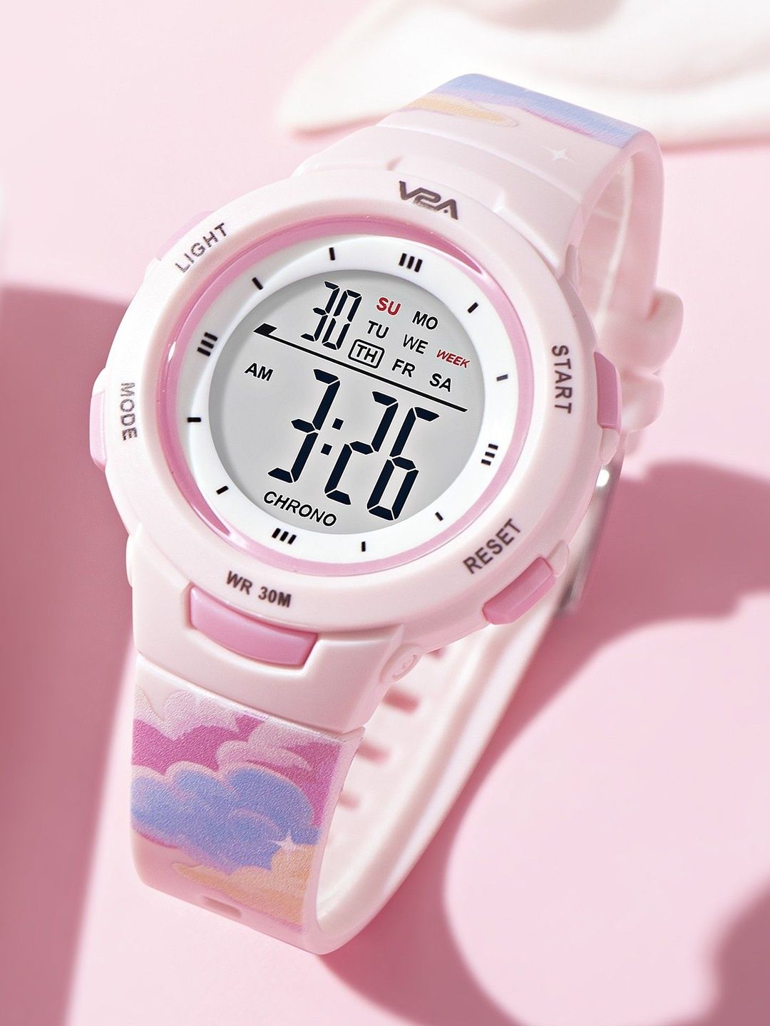 V2A Unisex Kids Dial & Straps Digital Chronograph Watch DK8217P-Pnk-Cloud