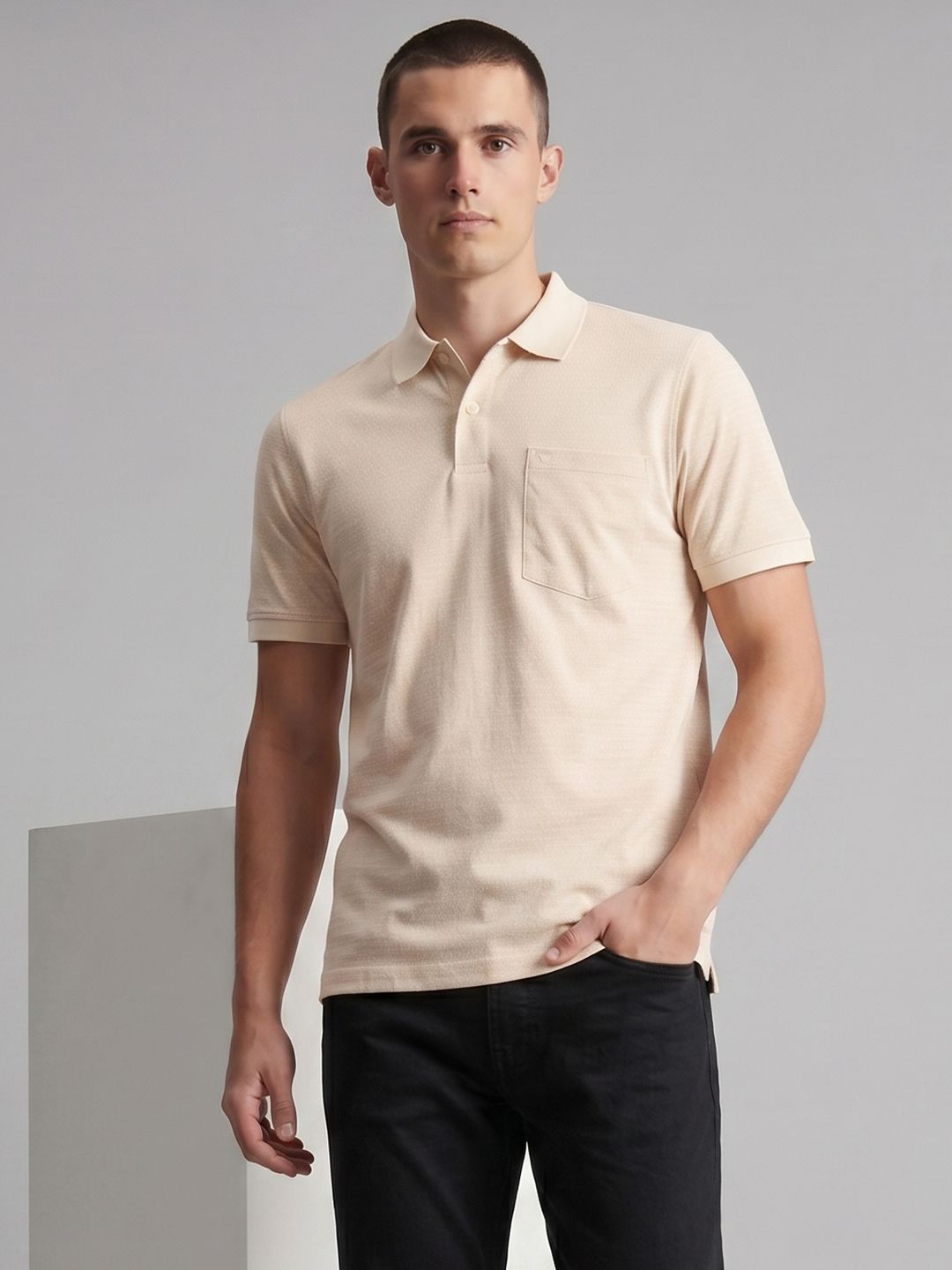 Louis Philippe Floral Printed Pure Cotton Polo Collar T-Shirt-image-21