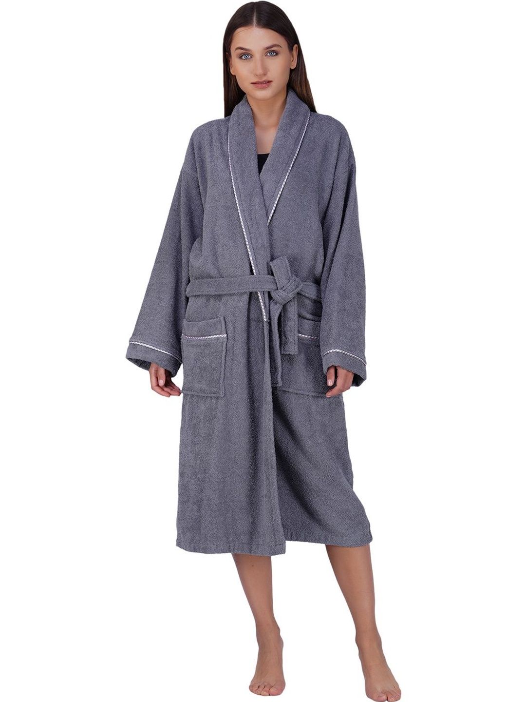 RANGOLI Cotton Knee Length Bath Robe & Wraps-image-34