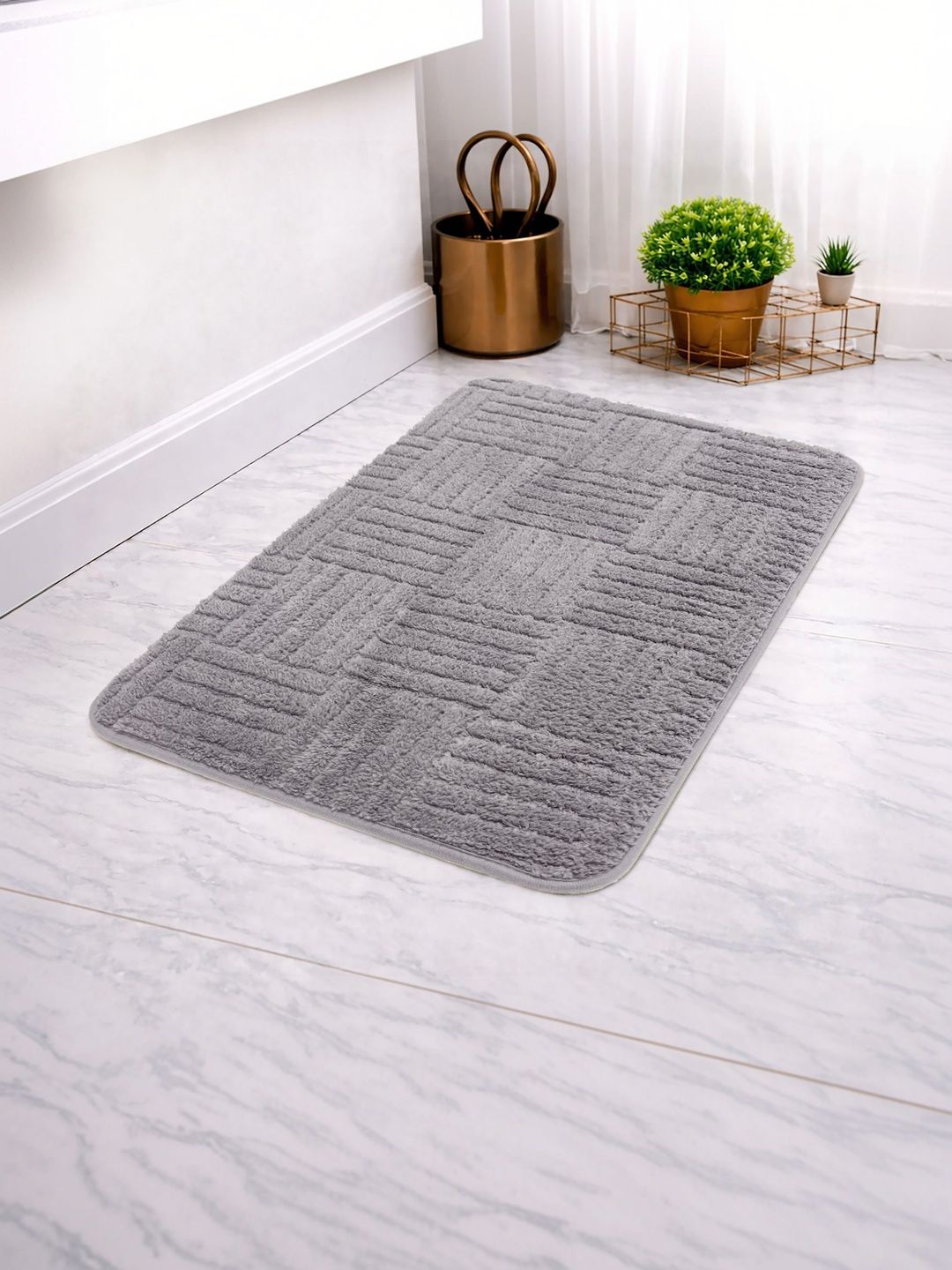 LUXEHOME INTERNATIONAL Grey Microfibre Bath Rugs-image-10