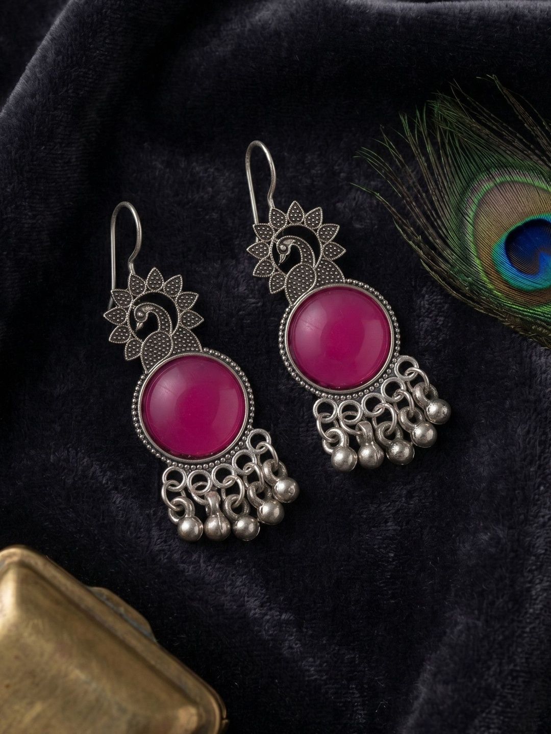 Mekkna Peacock Shaped Drop Earrings-picture-57