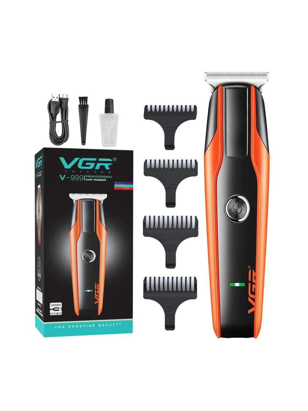 VGR V-999 Hair & Beard Trimmer With USB Fast Charging - Black-image-7