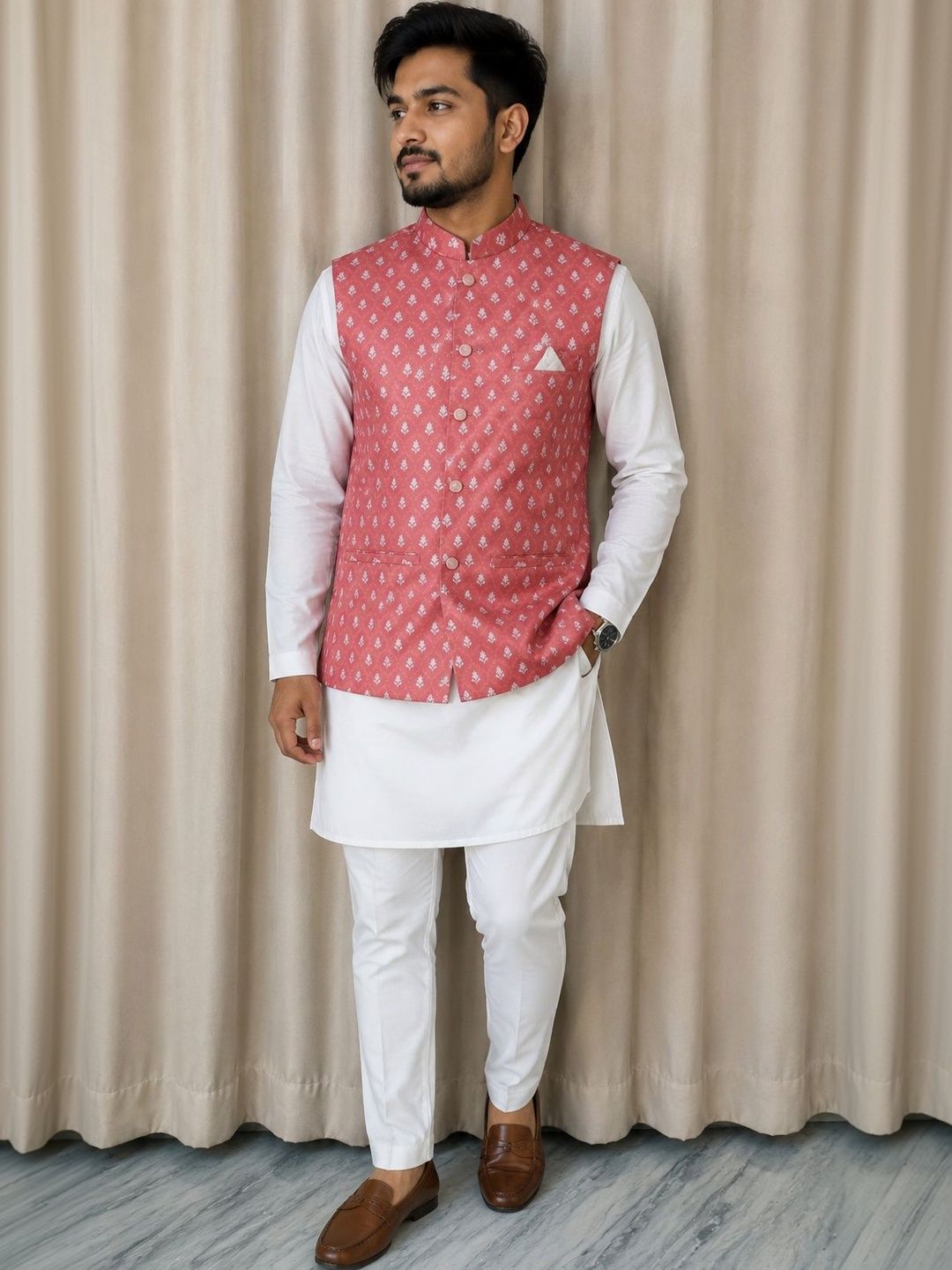 KUTUB FASHION Printed Polyester Woven Nehru Jackets-image-49